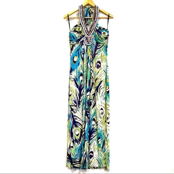 UltraPink Halter Maxi Dress, Rhinestone/ Sequin Detail, sz. Large - Picture 1 of 11